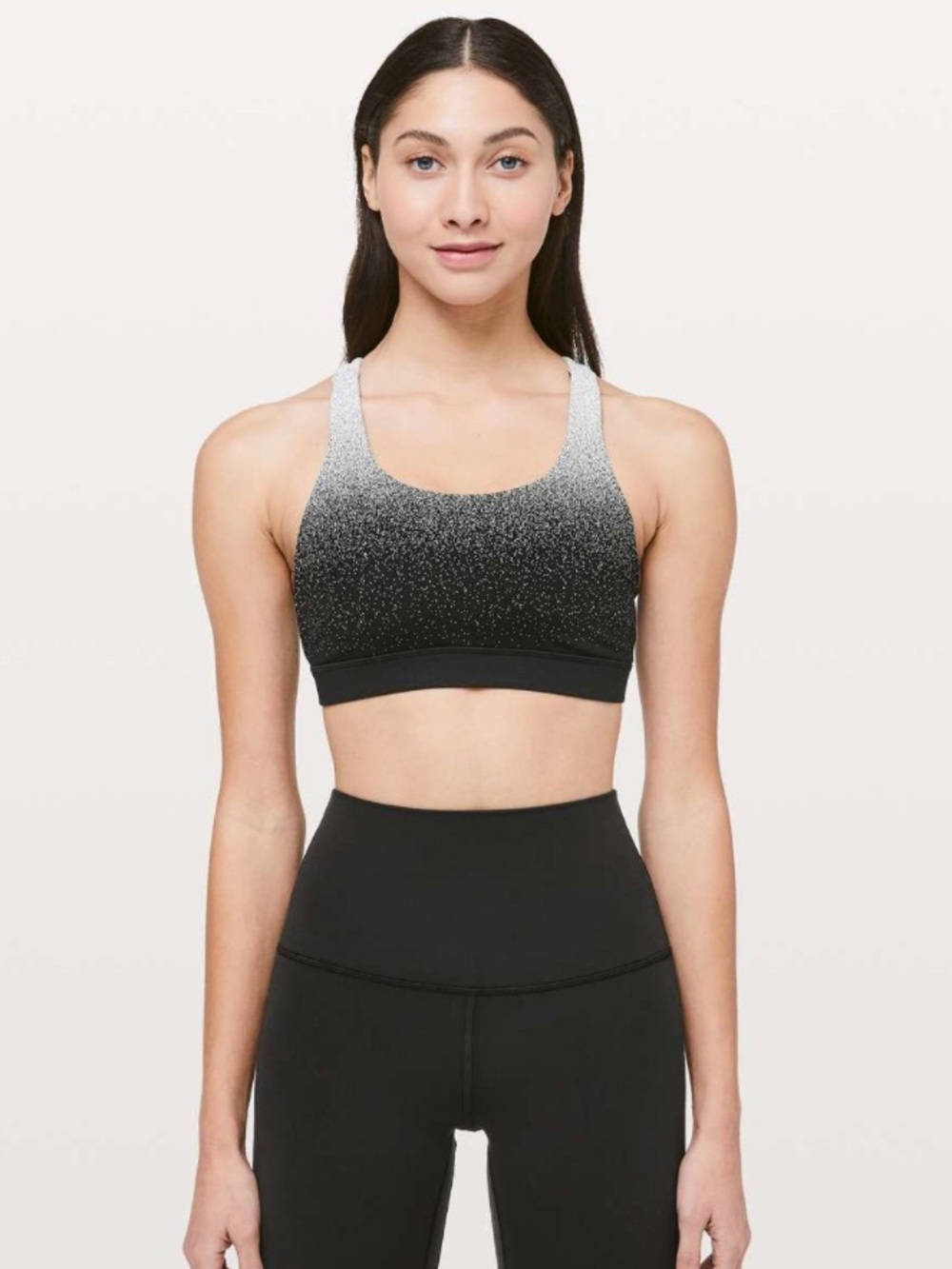 Lululemon Energy Bra Ombre Speckle Stop Jacquard EB Black White size 10